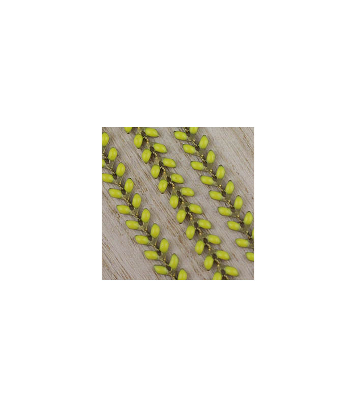 Chaîne Chevron en mailles Epis Emaillés - 20cm - Doré et Jaune