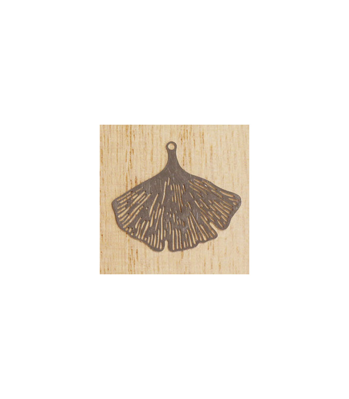 breloque laser cut feuille ginkgo argenté foncé