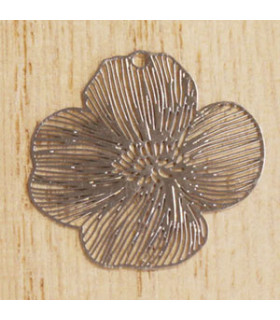 breloque laser cut fleur filigré argenté foncé