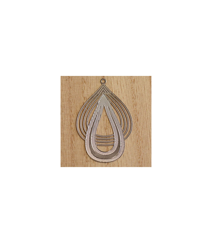 pendentif laser cut double goutte argenté foncé