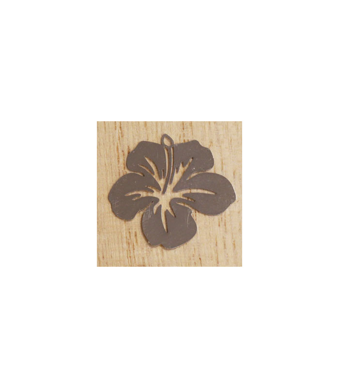 pendentif laser cut fleur hibiscus argenté foncé