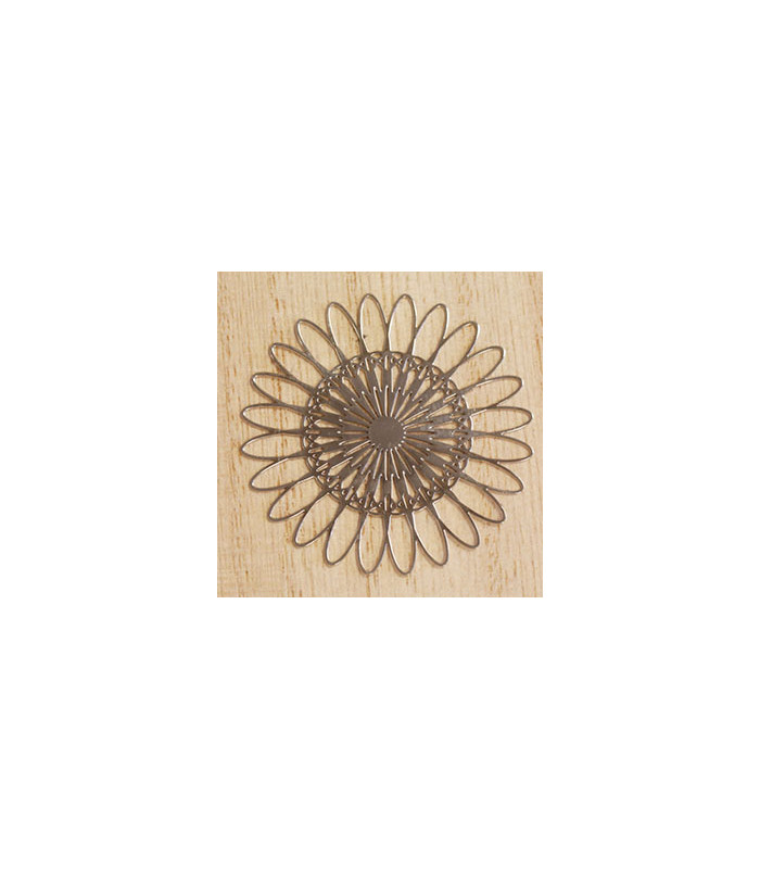 pendentif laser cut fleur rosace argenté foncé