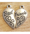 Breloque - Cœur Best Friends 2 éléments - 22x23mm - Argenté foncé