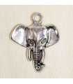 Breloque Tête d'éléphant - 25x22mm - Argenté foncé