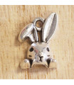 Breloque Tête de Lapin - 14x10mm - Argenté foncé