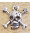 Breloque - Tête de mort Pirate - 15x17mm - Argenté foncé