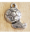 Breloque Ballon de Foot et Chaussure - 20x15mm - Argenté foncé