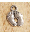 Breloque - Paire de petits Pieds - 14x10mm - Argenté foncé