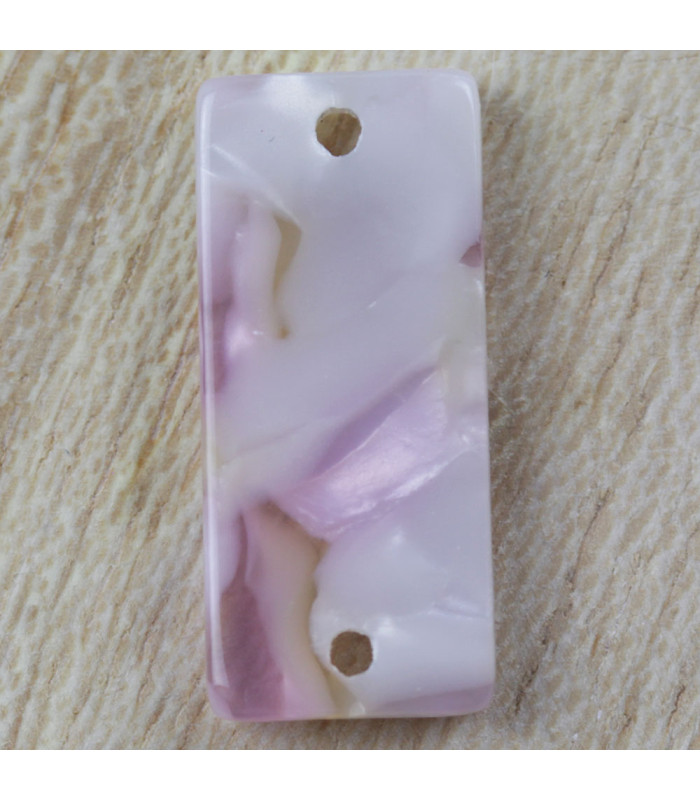 Connecteur rectangle écaille de tortue rose clair acétate de cellulose