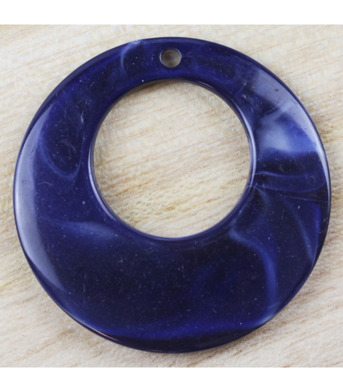 Pendentif Rond Donut Évidé marbré bleu nuit acrylique