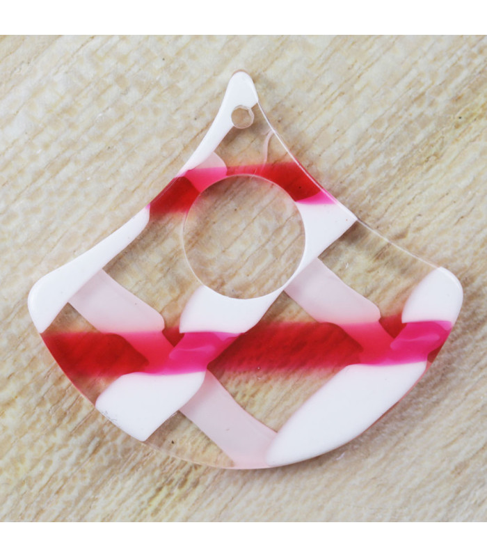 Pendentif Triangle Arrondi Évidé écaille de Tortue Marbré Blanc et rose acétate