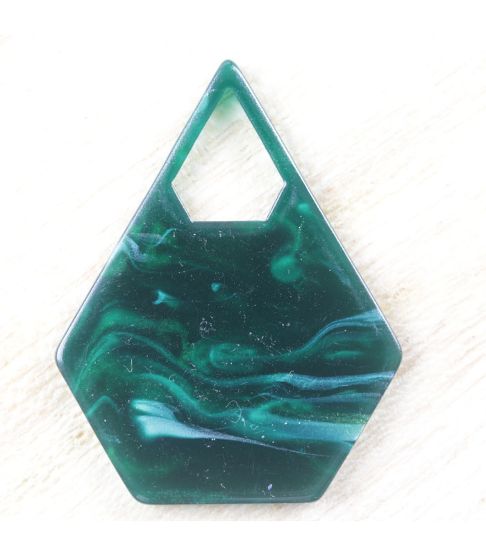 Pendentif Pentagone marbré vert acrylique