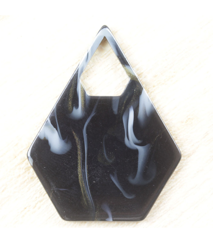 Pendentif Pentagone marbré noir acrylique