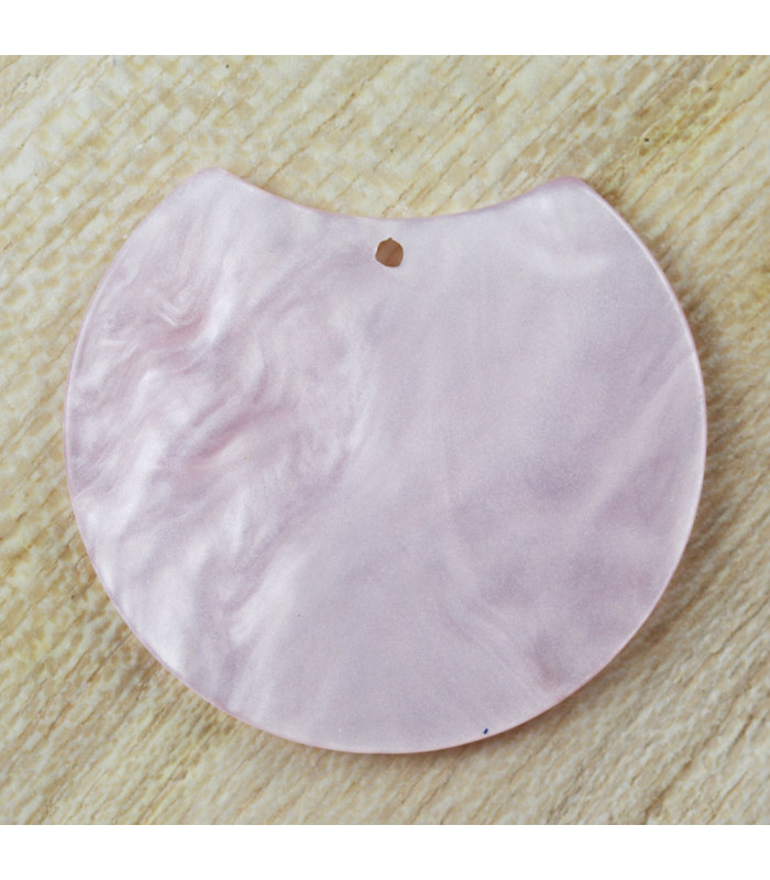 Pendentif Rond Coupé écaille de Tortue Marbré rose Clair acétate