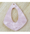 Pendentif Goutte Évidé - Écaille de Tortue Marbré Rose Clair - 37x30mm - Acétate de Cellulose