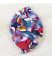 Pendentif Feuille Pointue - Écaille de Tortue Multicolore - 45x32mm - Acétate de Cellulose