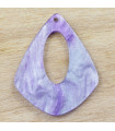 Pendentif Goutte Évidée - Écaille de Tortue Marbré Violet Pailleté - 37x30mm - Acétate de Cellulose