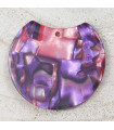 Pendentif Rond Coupé - Écaille de Tortue Marbré Rose et Violet - 36x35mm - Acétate