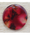 *Pendentif Rond Plein - Marbré Rouge - 20x20mm - Acétate