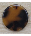 *Pendentif Rond Plein - Noir et Marron - 20x20mm - Acétate