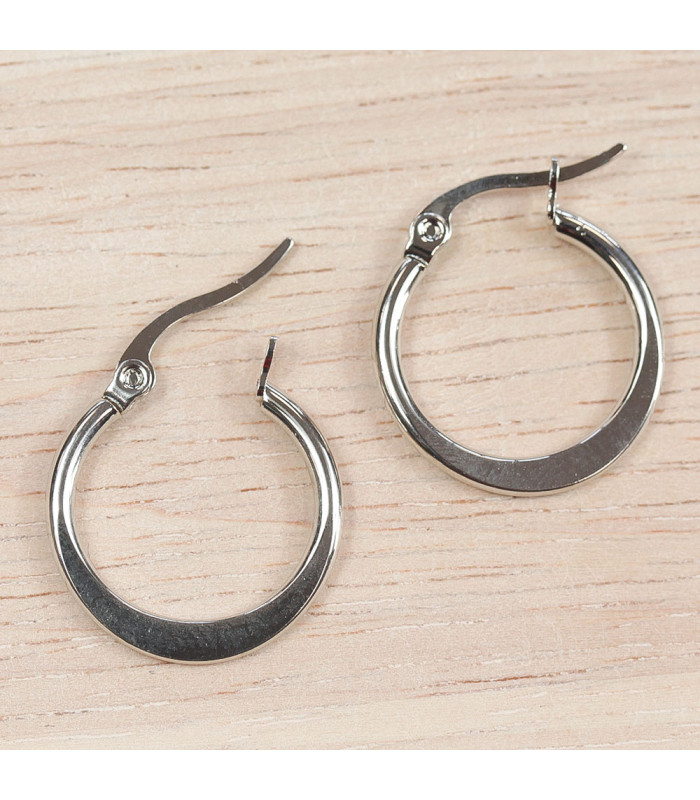 boucles d'oreilles créoles rondes 20mm en acier inoxydable argenté