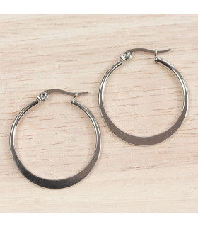 boucles d'oreilles créoles rondes 30mm en acier inoxydable argenté